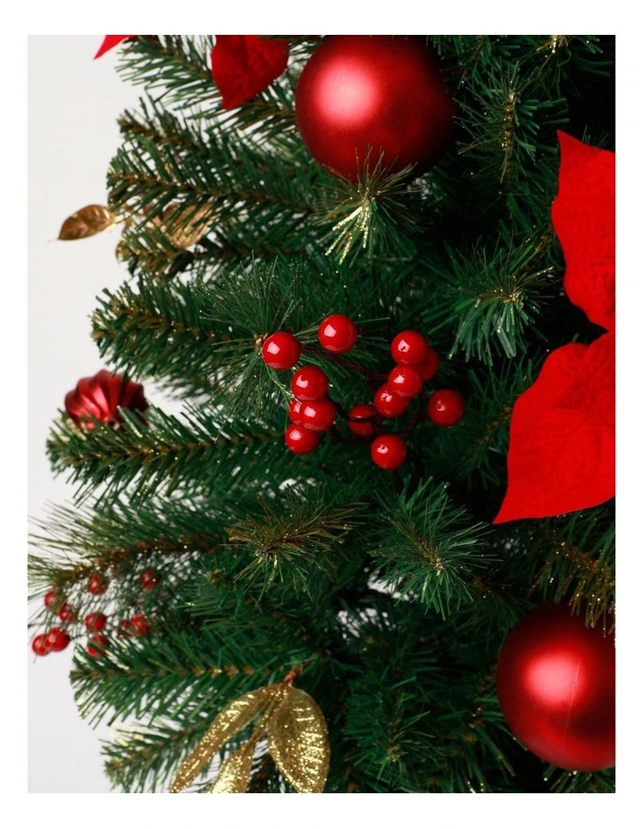 Heirloom Christmas Plastic Faux Berries, Cones & Bauble Porch Tree 120cm in Red/Green image 2