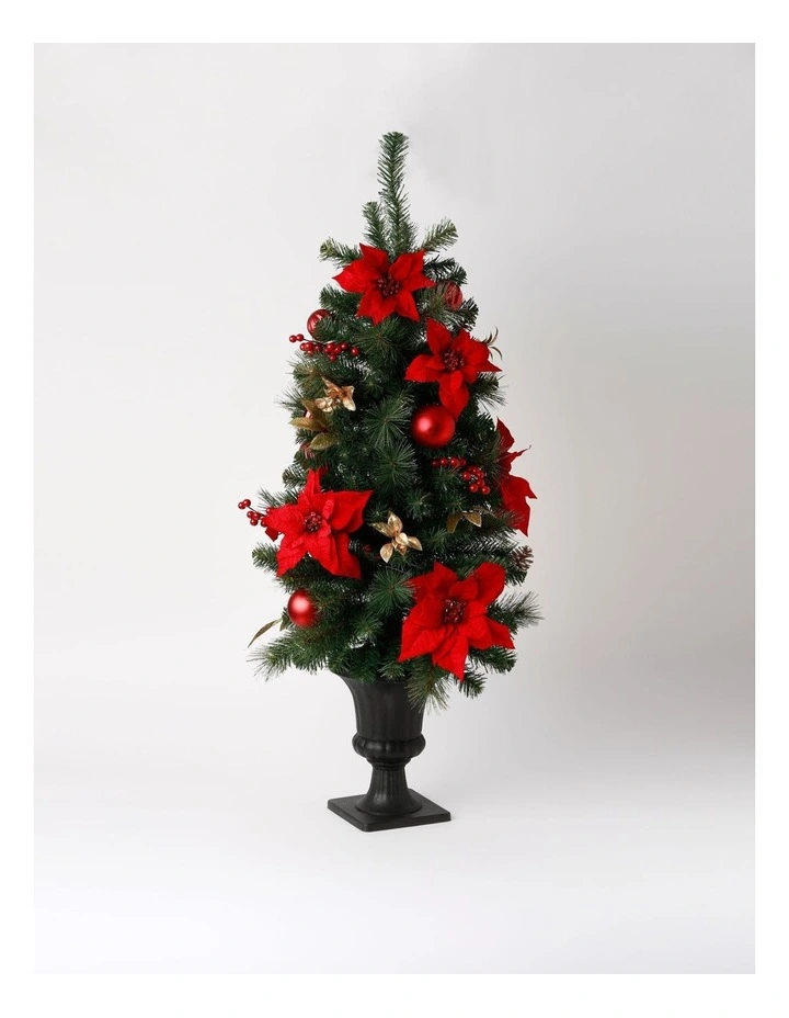 Heirloom Christmas Plastic Faux Berries, Cones & Bauble Porch Tree 120cm in Red/Green image 3