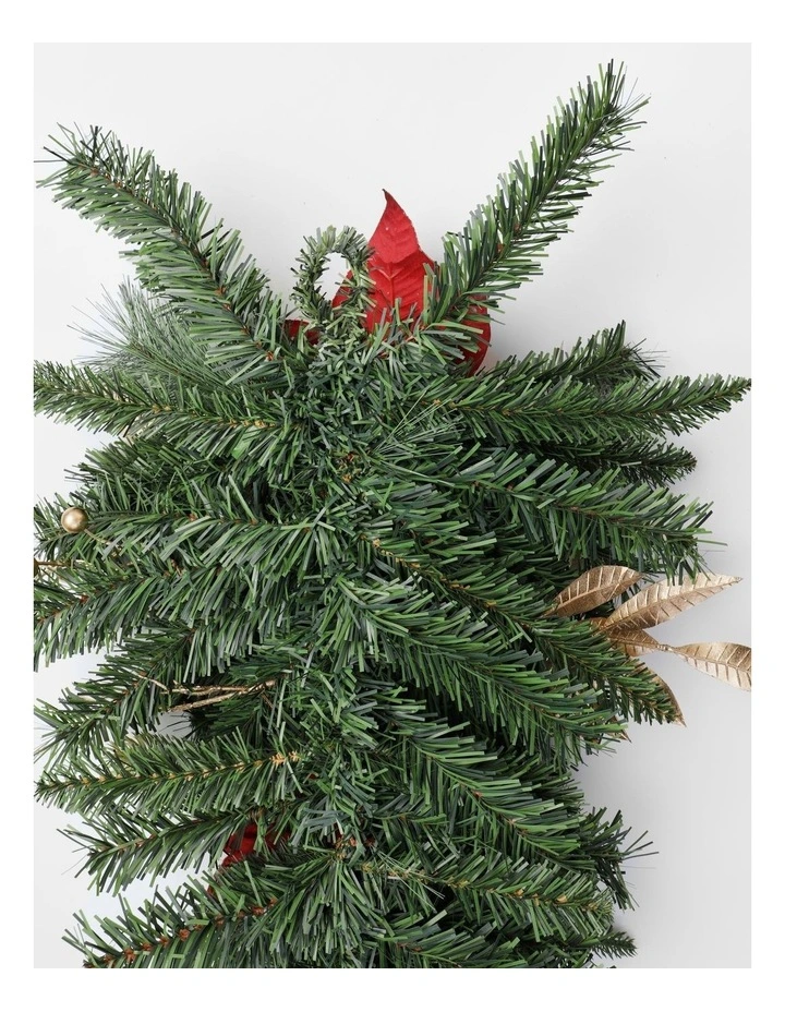 Heirloom Christmas Poinsettia, Faux Berries, Leaves & Bauble Swag 35cm in Red/Green image 3
