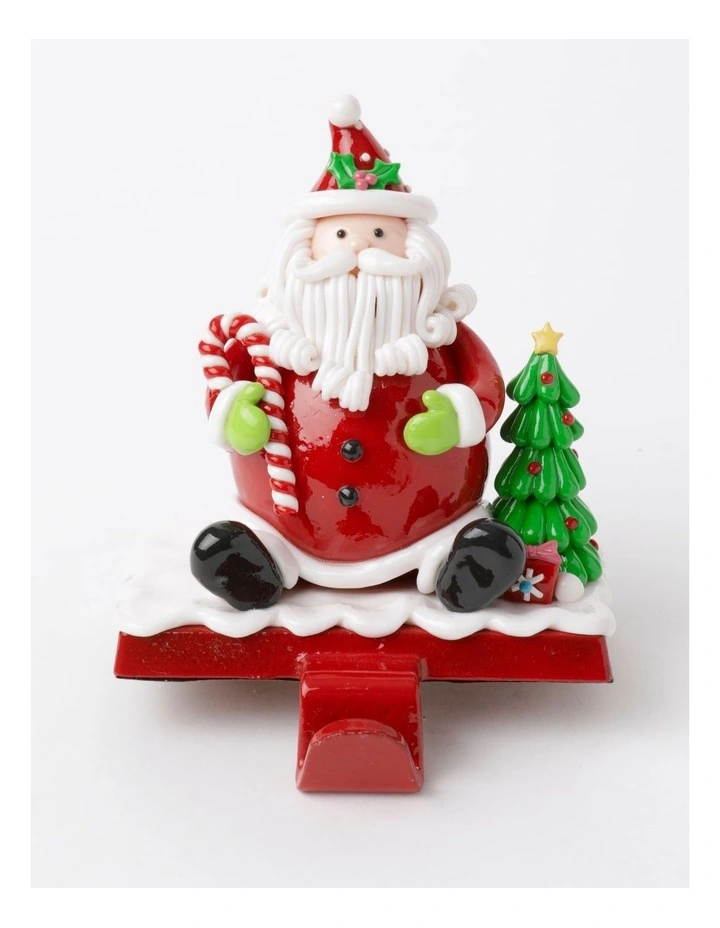 Toy Town Claydough Santa Stocking Holder 13cm In Red/White MYER