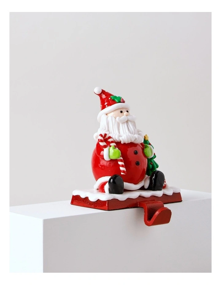 Candyland Christmas Claydough Santa Stocking Holder 13cm in Red/White image 2