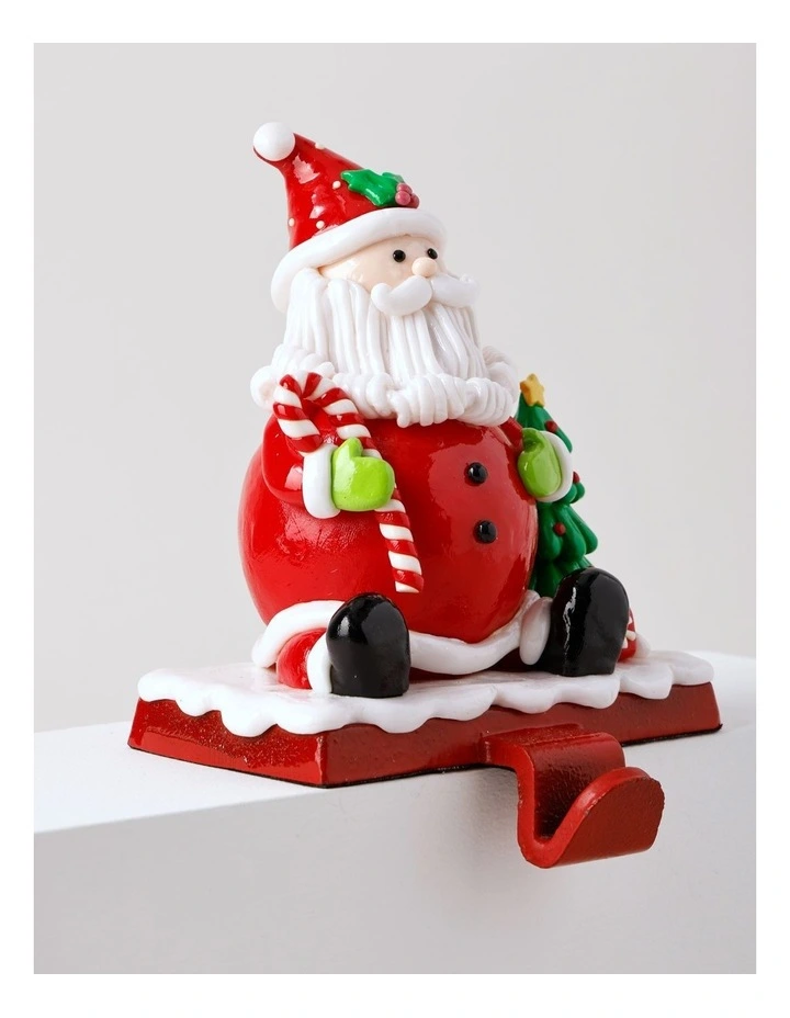 Candyland Christmas Claydough Santa Stocking Holder 13cm in Red/White image 3