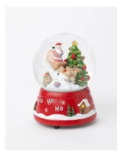 Candyland Christmas Polyresin Santa & Sleigh Snow Globe 14cm in Multi