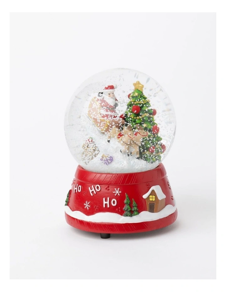 Candyland Christmas Polyresin Santa & Sleigh Snow Globe 14cm in Multi image 2