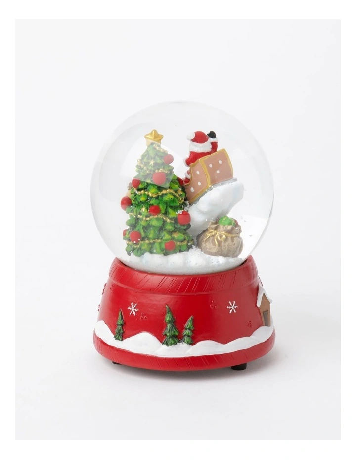 Candyland Christmas Polyresin Santa & Sleigh Snow Globe 14cm in Multi image 3