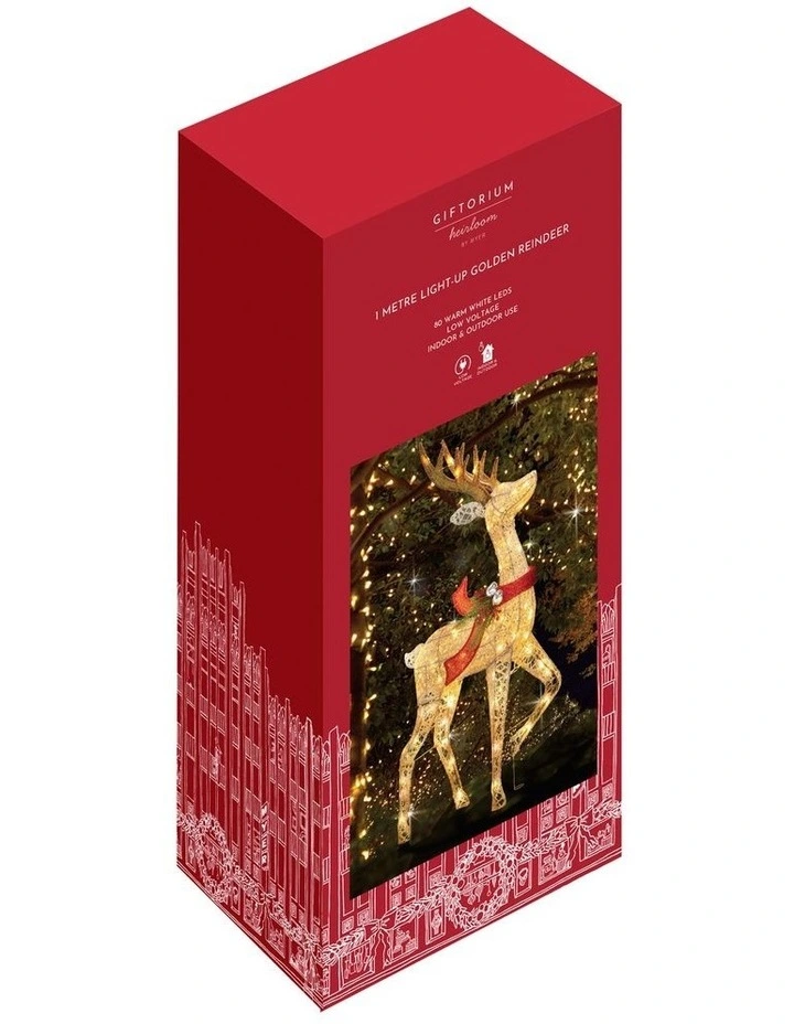 Heirloom Light Up Christmas Reindeer 100cm in Gold image 1
