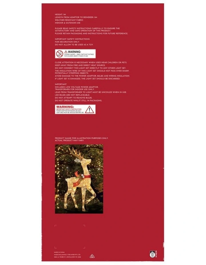 Heirloom Light Up Christmas Reindeer 100cm in Gold image 2