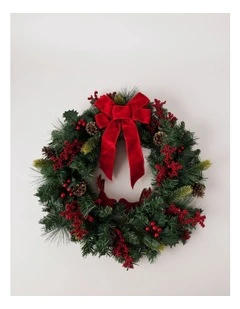Heirloom Christmas Cardinal Love Bird Wreath 60cm in Red/Green