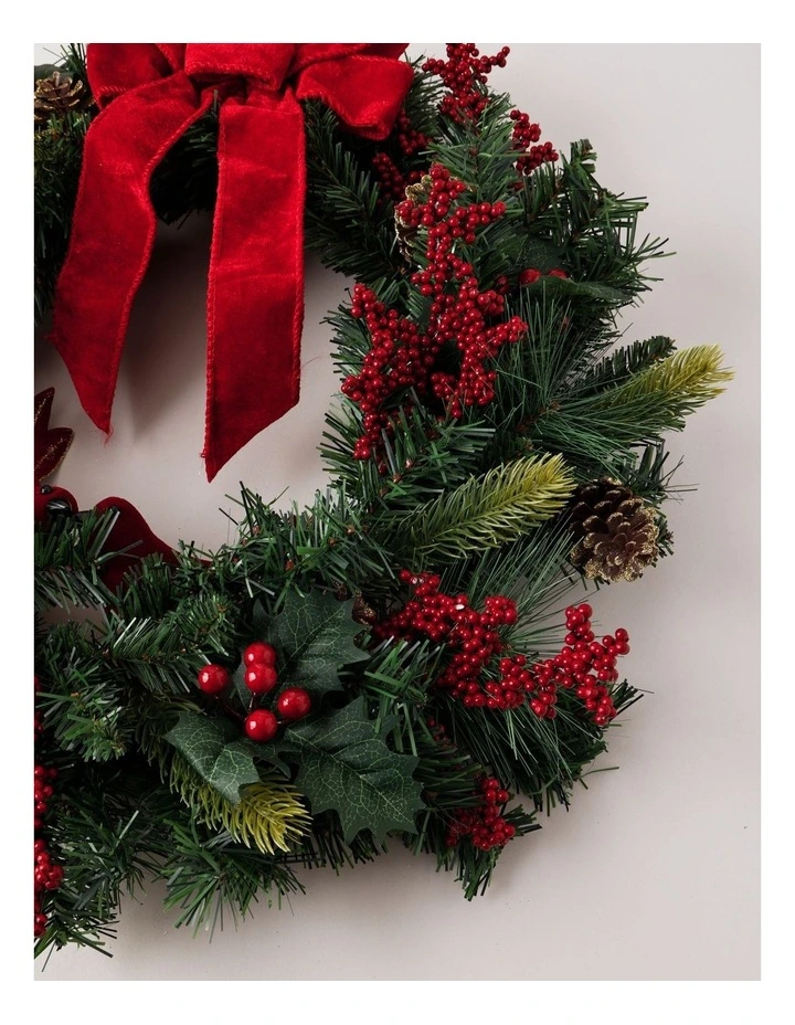 Heirloom Christmas Cardinal Love Bird Wreath 60cm in Red/Green image 4