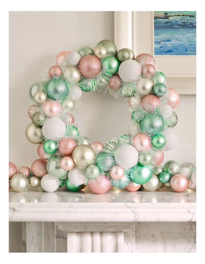Candyland Christmas Bauble and Tinsel Wreath 40cm in Multicolour image 3