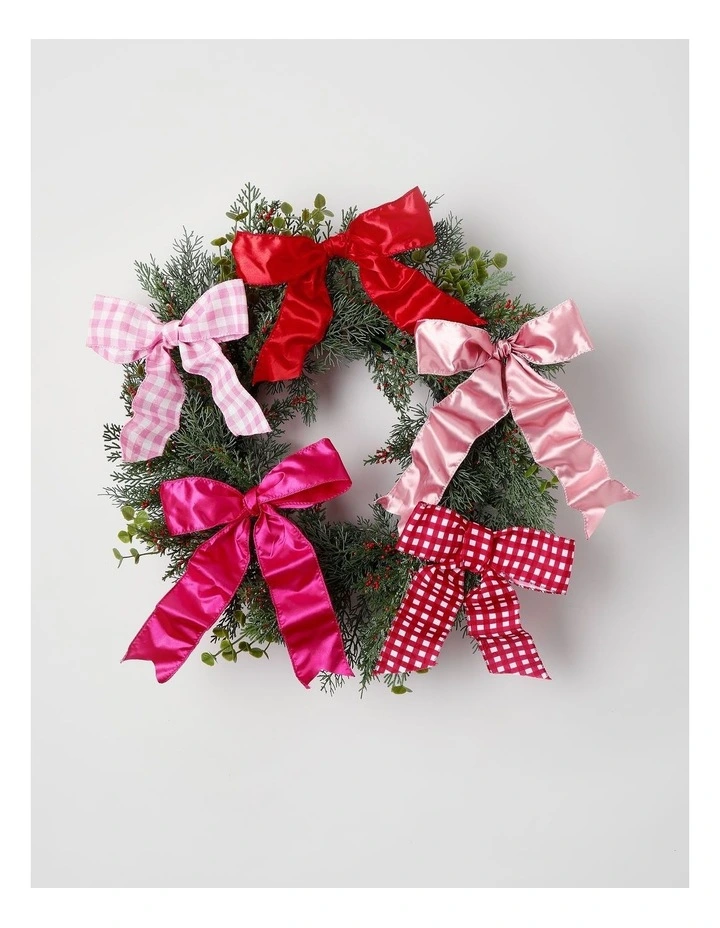 Nostalgia Christmas Wreath with Bows in Multicolour: 50cm image 1
