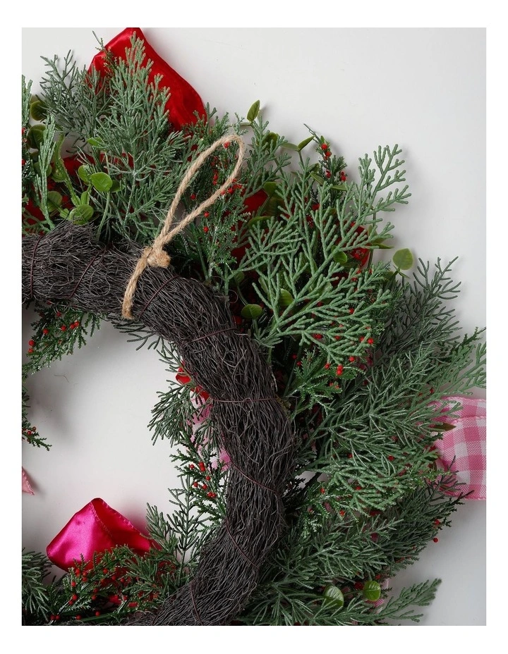 Nostalgia Christmas Wreath with Bows in Multicolour: 50cm image 3