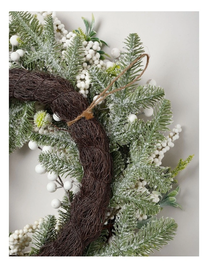 Harvest Christmas Pinecones & Frosted Berries Wreath in Green: 60cm image 4