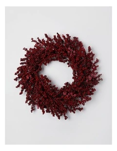 Heirloom  Christmas Berry Wreath with Frost in Red: 60cm