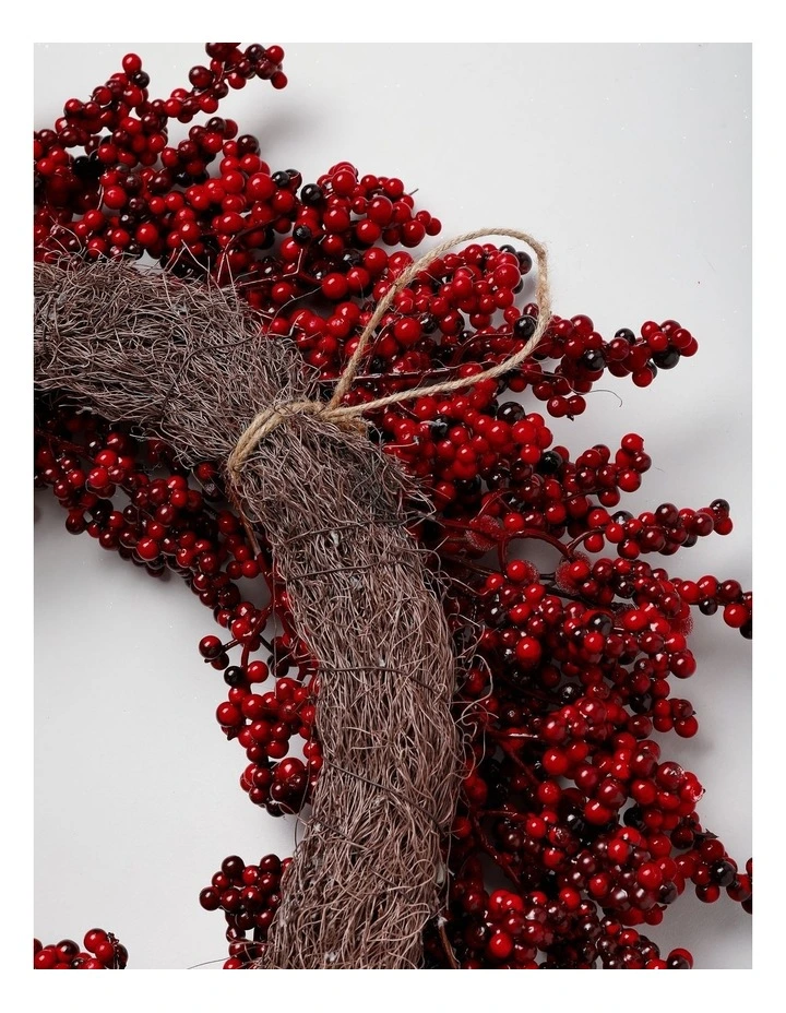 Heirloom Christmas Berry Wreath with Frost in Red: 60cm image 3