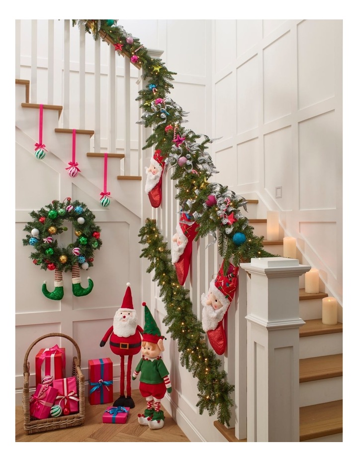 Candyland Christmas Bauble Wreath with Elf Legs 60cm in Multi image 3