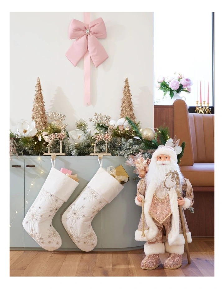 Luxe Christmas Magnolia, Leaves & Bauble Garland 180cm in Champagne image 3