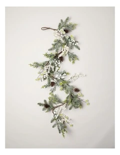 Harvest Christmas Pinecones & Frosted Berries Garland in Green: 180cm