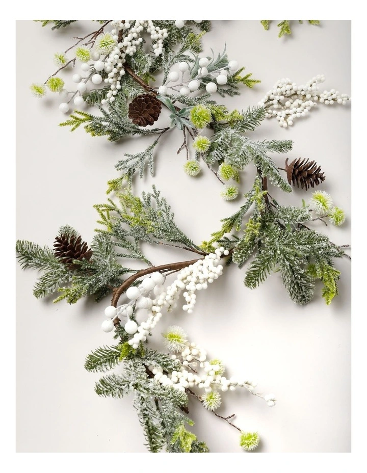 Harvest Christmas Pinecones & Frosted Berries Garland in Green: 180cm image 4