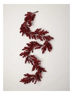 Heirloom Christmas Berry Garland with Frost in Red: 180cm