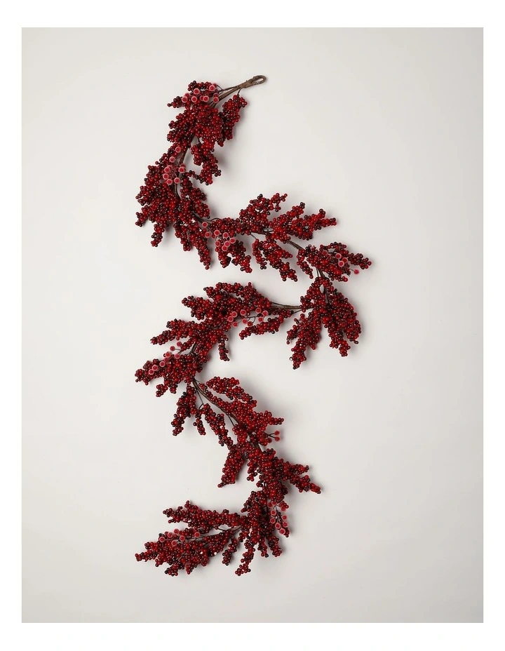 Heirloom Christmas Berry Garland with Frost in Red: 180cm image 1