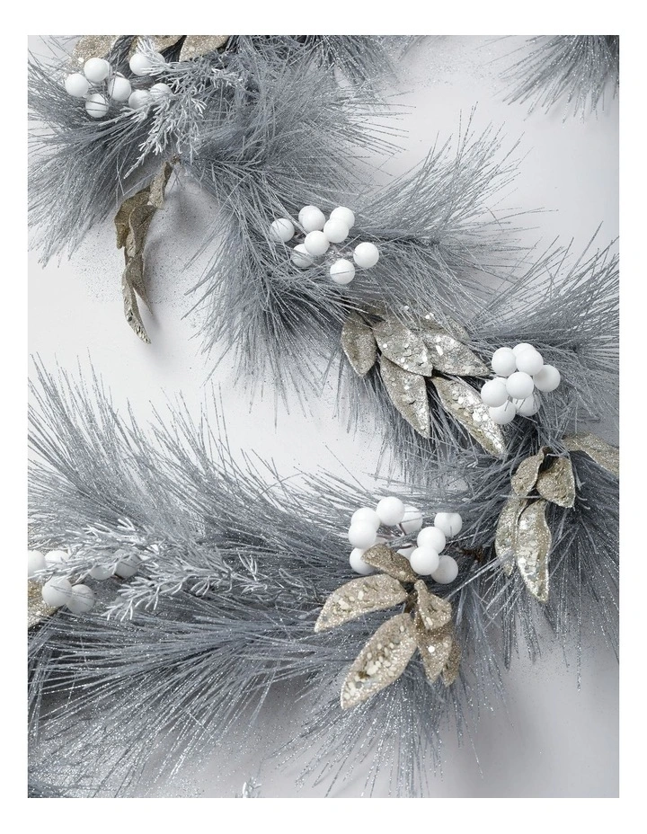 Luxe Christmas Garland with Berries & Leaves and Silver: 182cm image 3
