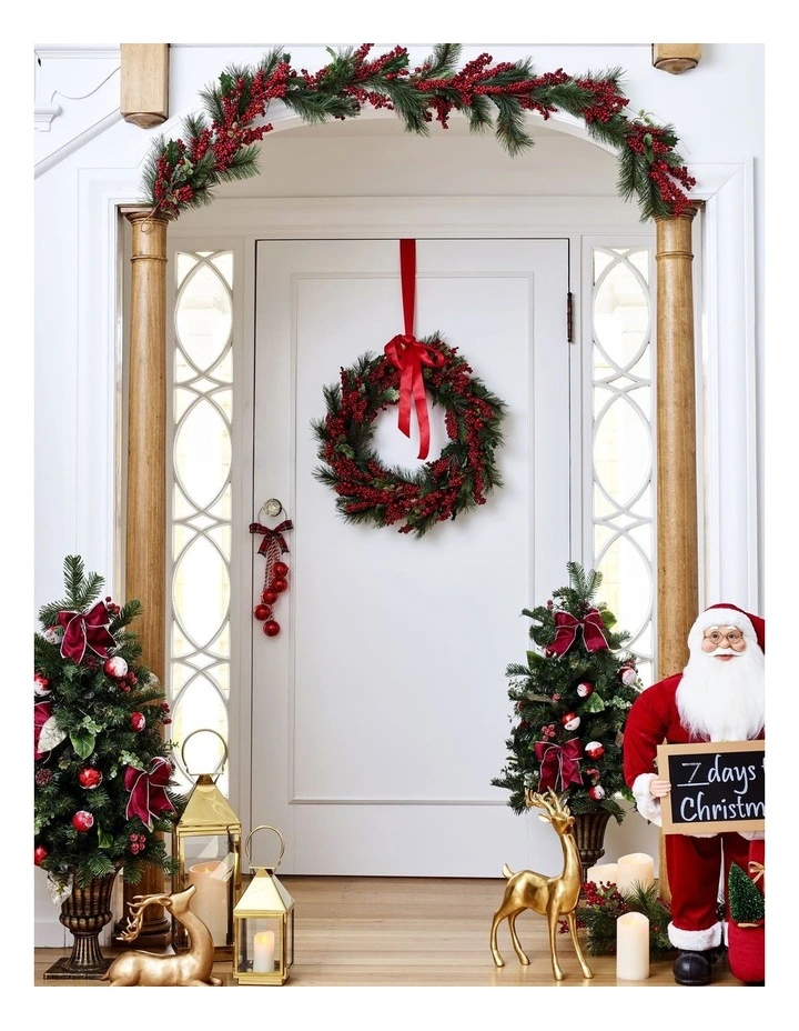 Heirloom Christmas 71cm Traditional Red Berries withPlastic Leaves Wreath image 5