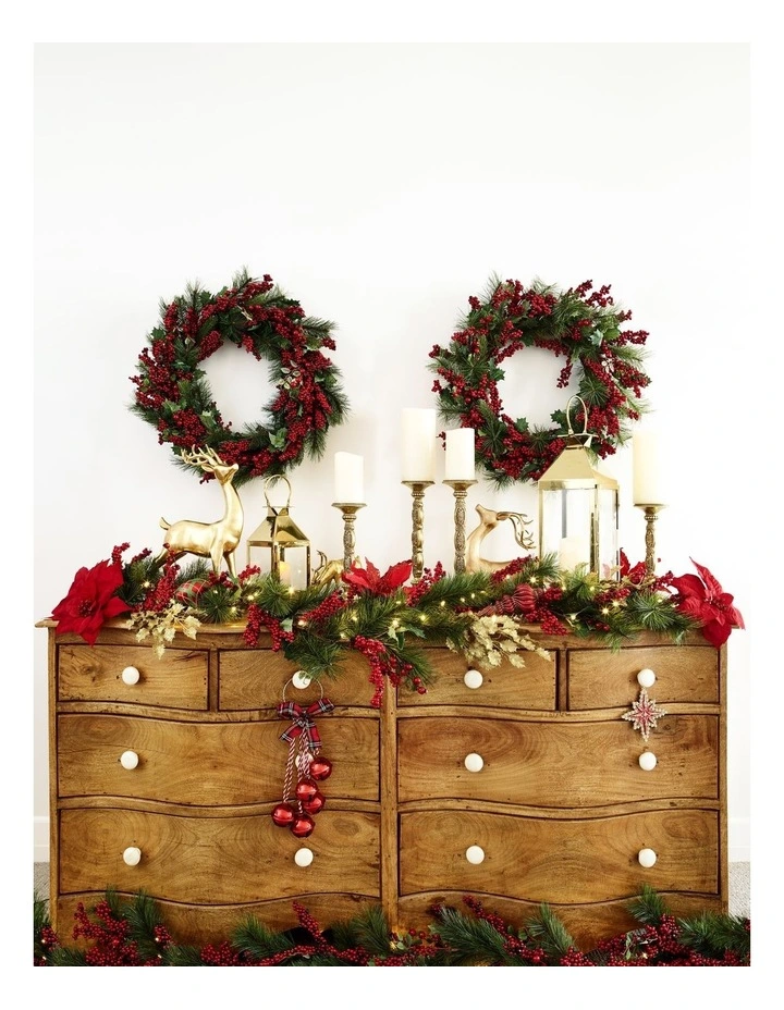 Heirloom Christmas 71cm Traditional Red Berries withPlastic Leaves Wreath image 6