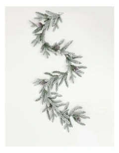 Harvest Flocked Pine Pre-lit Garland 182cm in Flocked Green