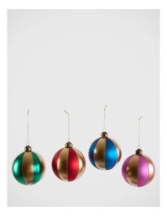 Florabelle Christmas Carnival Multicolour Bauble Ornament Set of 4 ? 10.5cm