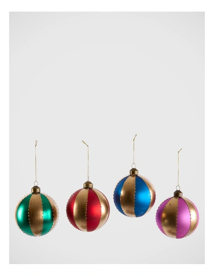 Florabelle Christmas Carnival Multicolour Bauble Ornament Set of 4 - 10.5cm image 1