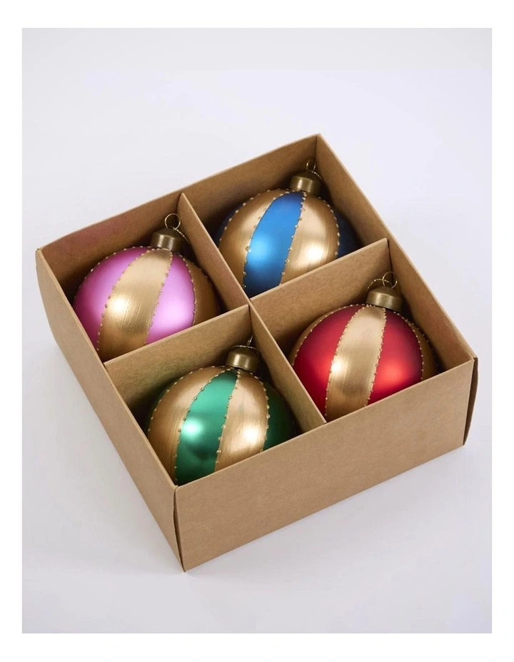 Florabelle Christmas Carnival Multicolour Bauble Ornament Set of 4 - 10.5cm image 6