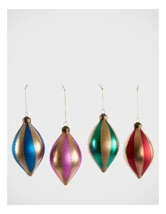 Florabelle Christmas Carnival Multicolour Teardrop Bauble Set of 4 ? 8.3cm