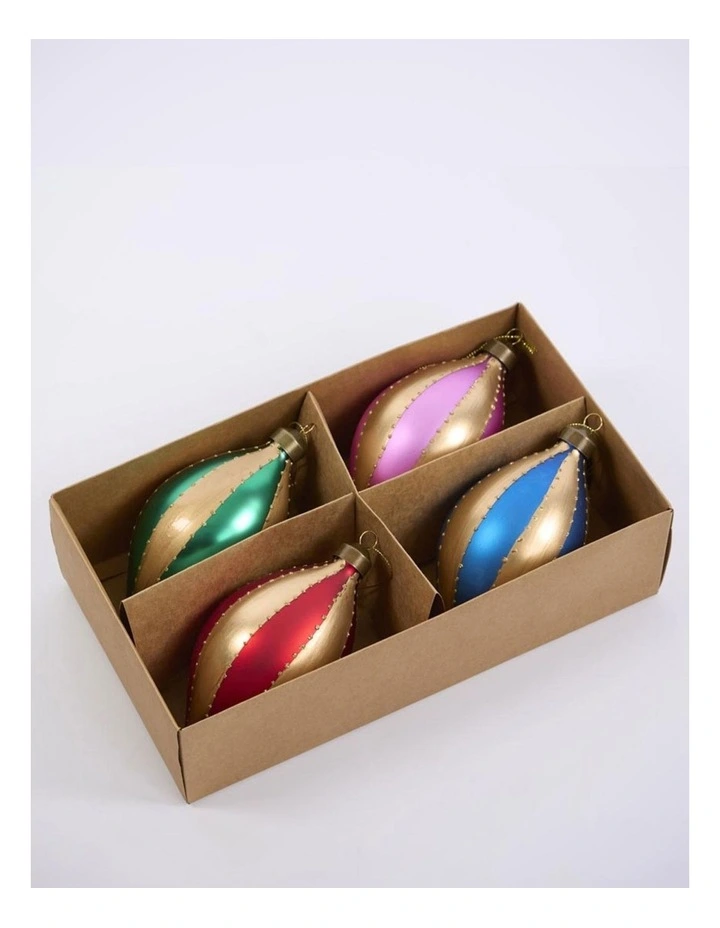 Florabelle Christmas Carnival Multicolour Teardrop Bauble Set of 4 - 8.3cm image 6