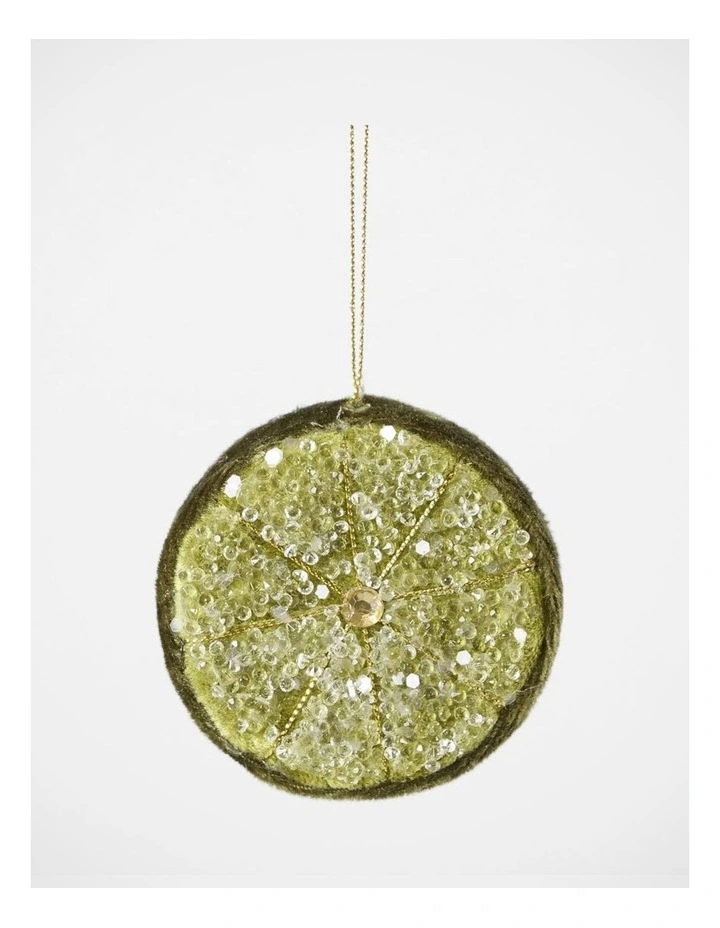 Florabelle Christmas Palermo Green Beaded Lemon Slice Decoration 8cm image 1
