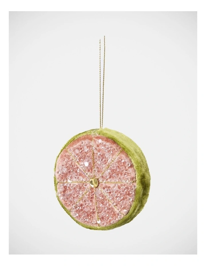 Florabelle Christmas Palermo Pink & Olive Beaded Lemon Slice Decoration 8cm image 2