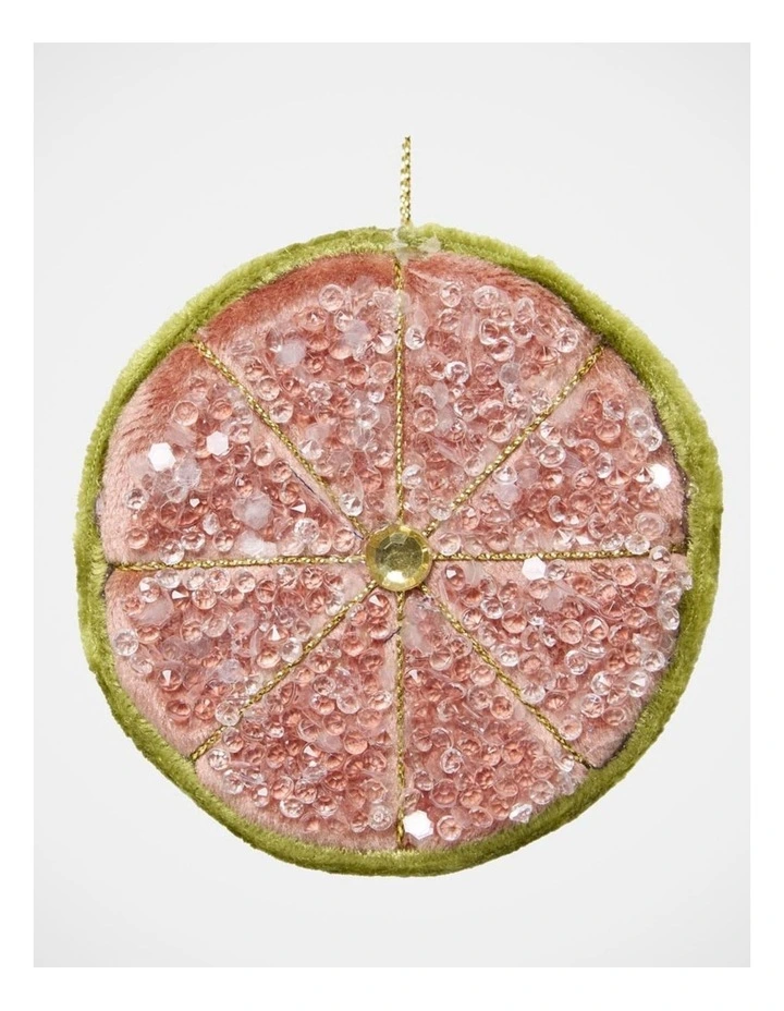 Florabelle Christmas Palermo Pink & Olive Beaded Lemon Slice Decoration 8cm image 3
