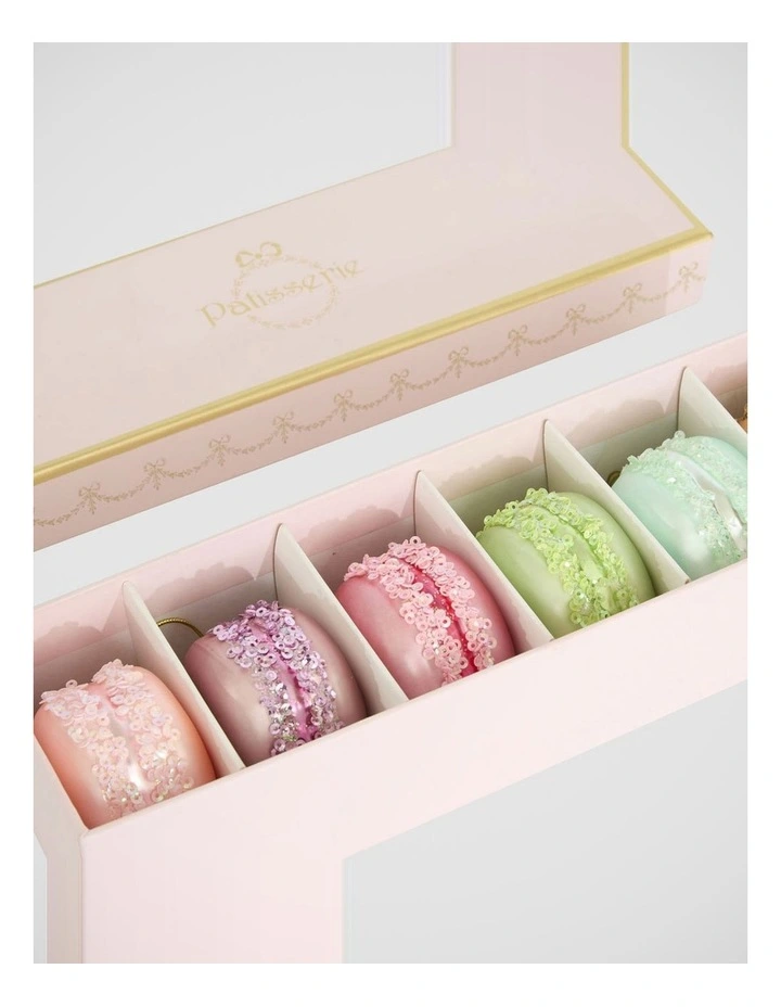 Florabelle Christmas Patisserie Pink Macaron Ornament Set of 6 ? 6.5cm image 2