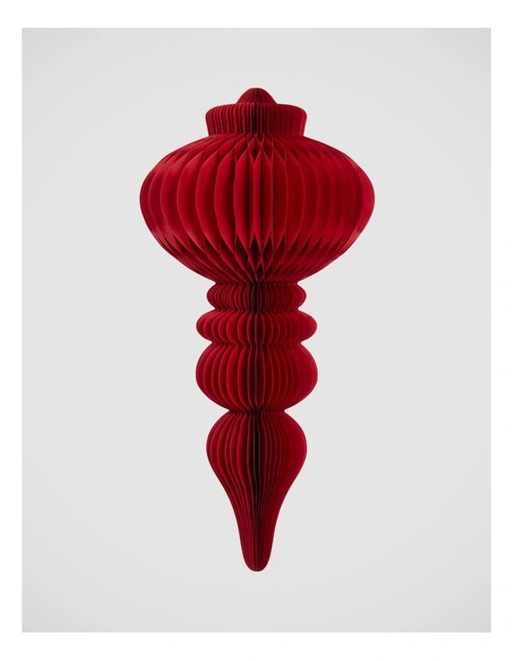 Florabelle Christmas Red Paper Crest Finial Decoration 80cm image 1