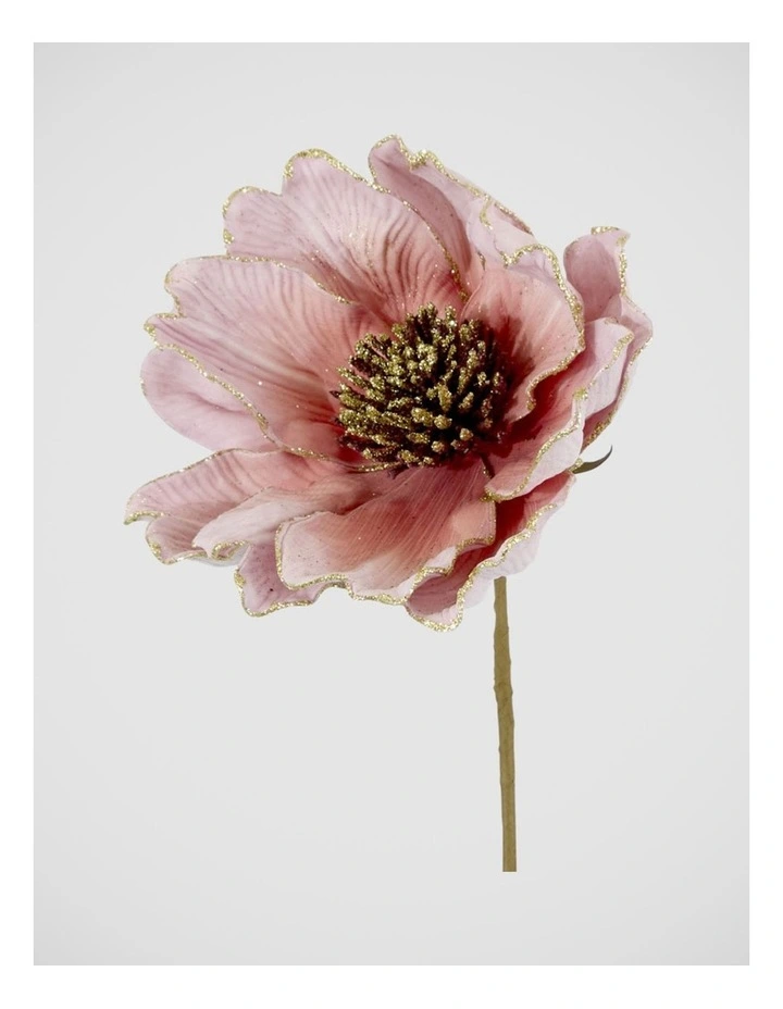 Florabelle Christmas Glitter Pink Peony Stem 66cm image 2