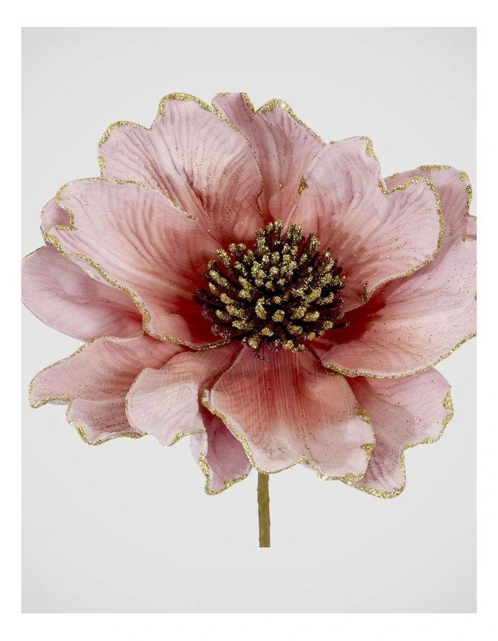 Florabelle Christmas Glitter Pink Peony Stem 66cm image 3