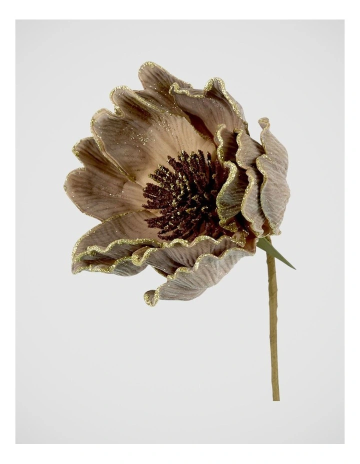 Florabelle Christmas Glitter Brown Peony Stem 66cm image 2