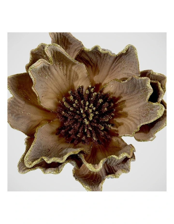 Florabelle Christmas Glitter Brown Peony Stem 66cm image 3