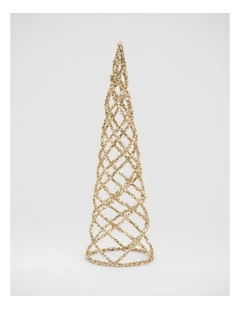 Florabelle Christmas Swirling Gold Tinsel Cone Tree ? 40cm