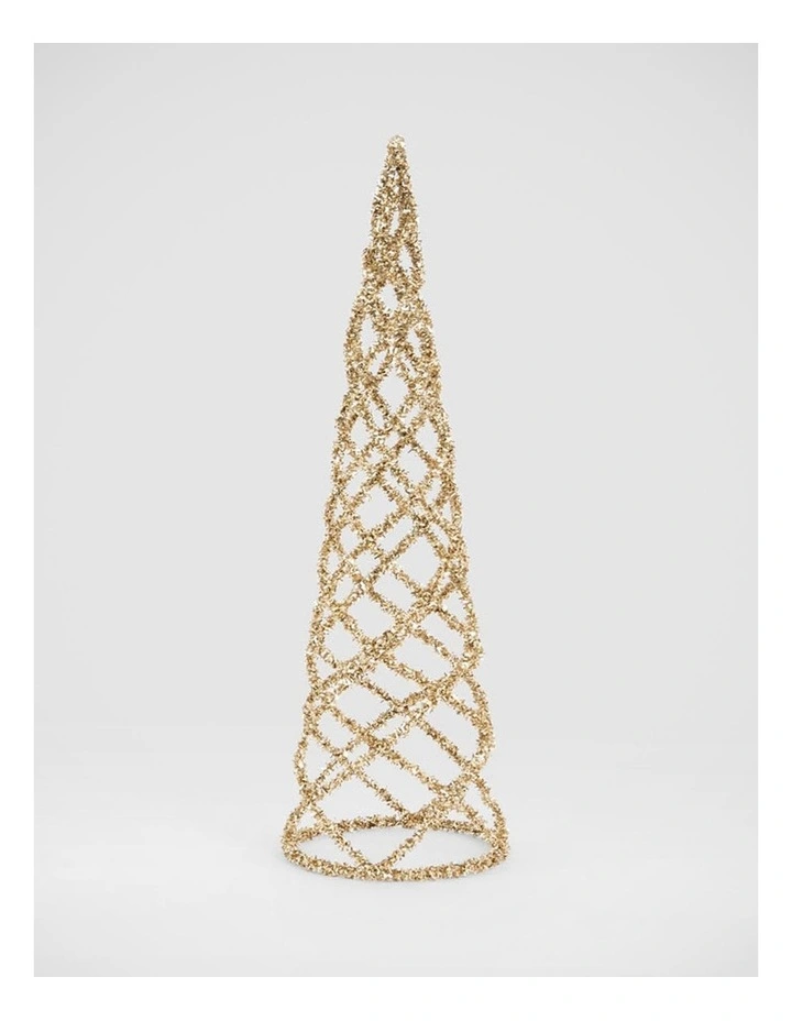 Florabelle Christmas Swirling Gold Tinsel Cone Tree ? 40cm image 1
