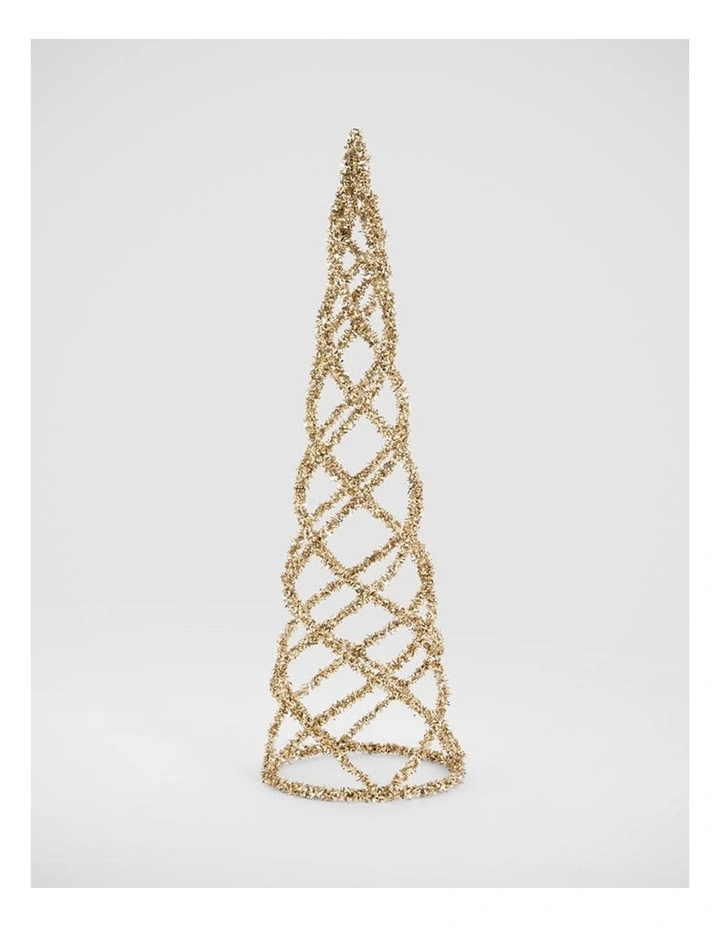 Florabelle Christmas Swirling Gold Tinsel Cone Tree ? 40cm image 2
