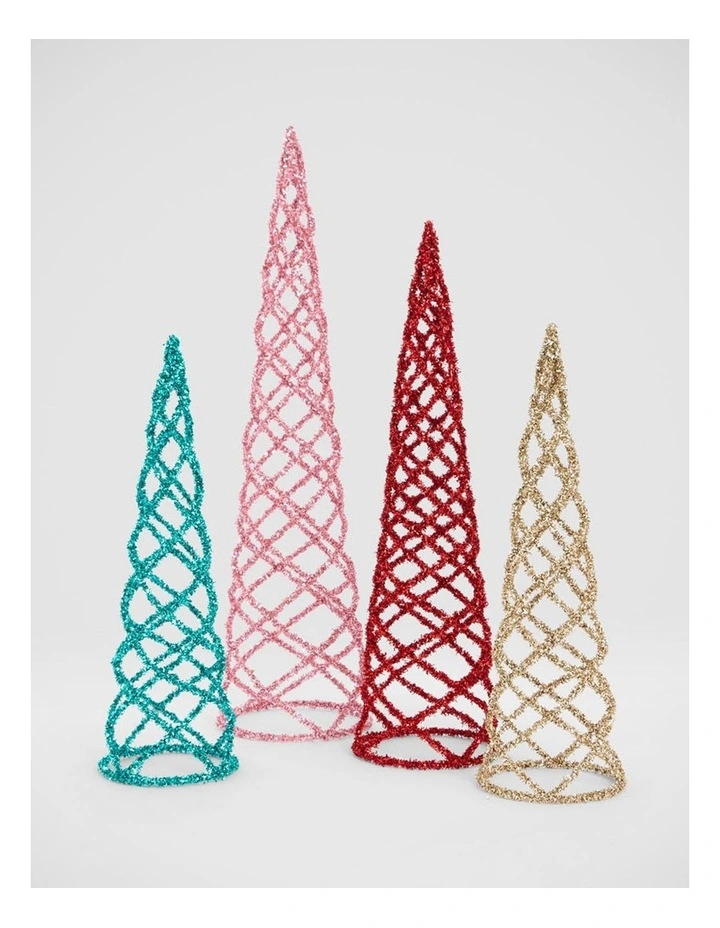 Florabelle Christmas Swirling Gold Tinsel Cone Tree ? 40cm image 3