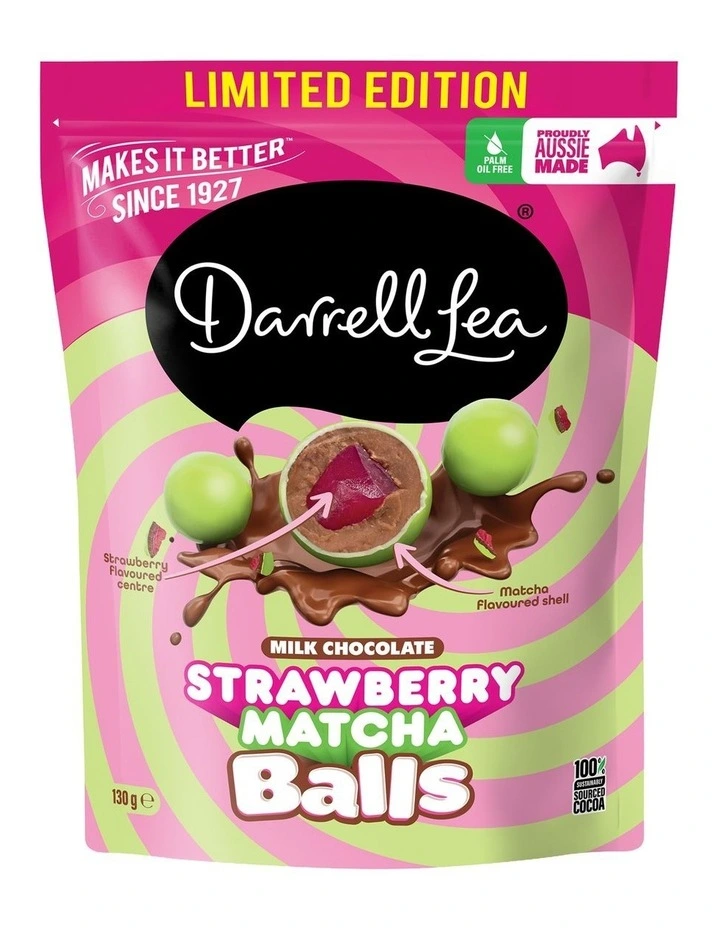 Darrell Lea Strawberry Matcha Balls 130g image 1