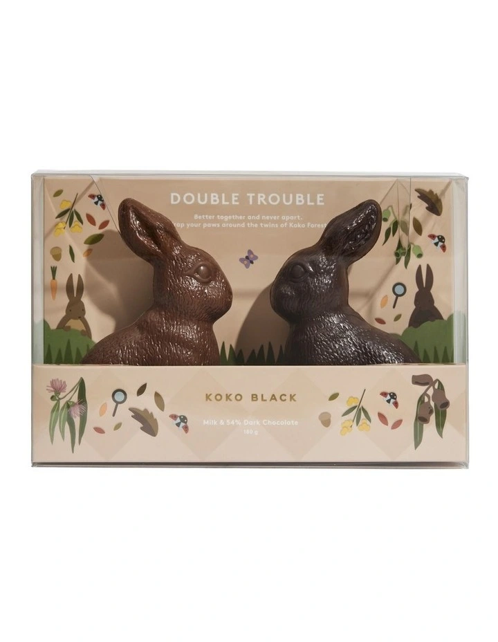 Double Trouble Milk And Dark Chocolate Bunnies 180g image 1