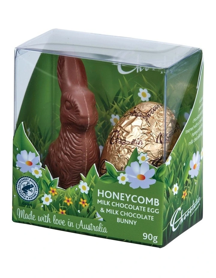 Honeycomb Milk Choc Egg & Milk Choc Bunny 90g image 1